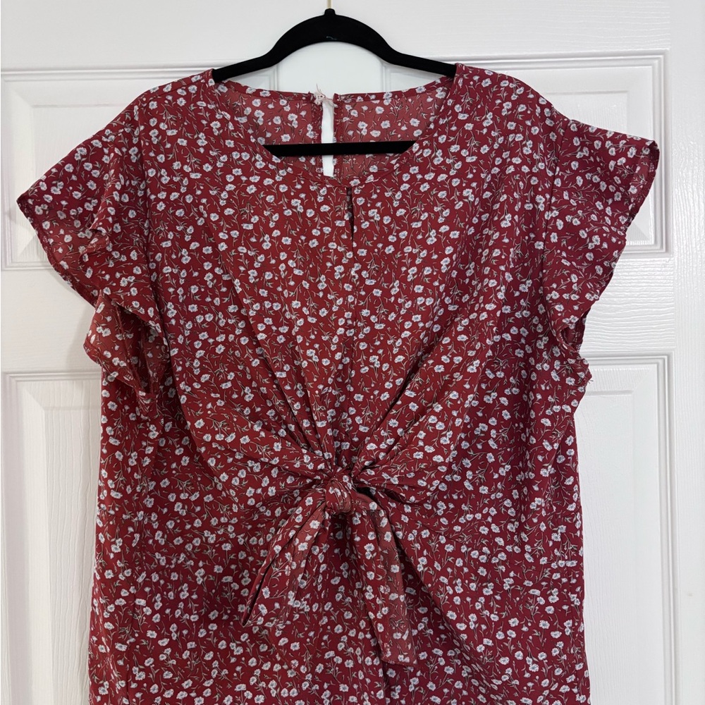 Floral Red Women's Top